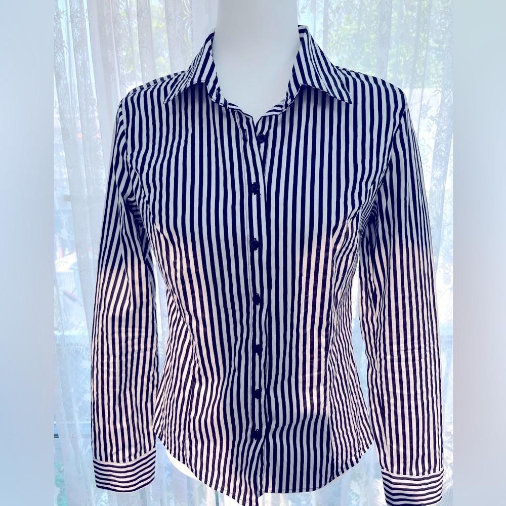 Leighton Black & White Feminine Dress Shirt